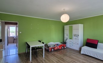 -salon z wyjściem na balkon